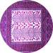 Round Machine Washable Persian Purple Traditional Area Rugs, wshtr1761pur