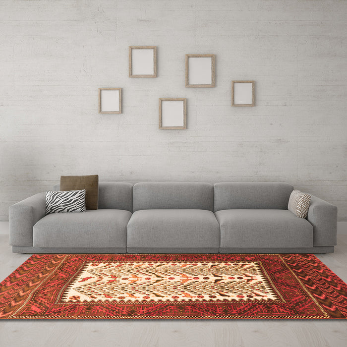 Machine Washable Persian Orange Traditional Area Rugs in a Living Room, wshtr1761org