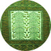 Square Persian Green Traditional Rug, tr1761grn