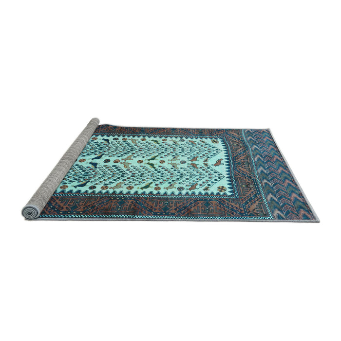Sideview of Machine Washable Persian Light Blue Traditional Rug, wshtr1761lblu