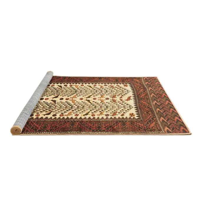 Sideview of Machine Washable Persian Brown Traditional Rug, wshtr1761brn