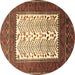 Round Persian Brown Traditional Rug, tr1761brn