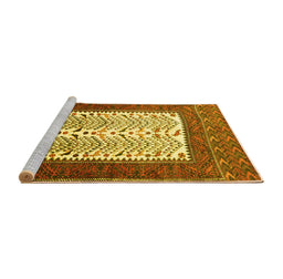 Sideview of Machine Washable Persian Yellow Traditional Rug, wshtr1761yw
