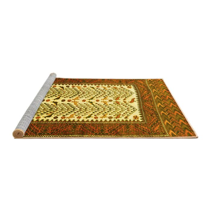 Sideview of Machine Washable Persian Yellow Traditional Rug, wshtr1761yw