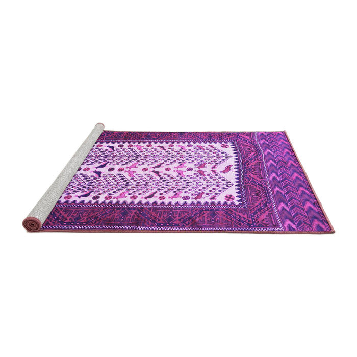 Sideview of Machine Washable Persian Purple Traditional Area Rugs, wshtr1761pur