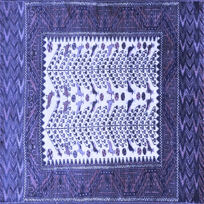 Square Machine Washable Persian Blue Traditional Rug, wshtr1761blu