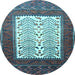 Round Machine Washable Persian Light Blue Traditional Rug, wshtr1761lblu