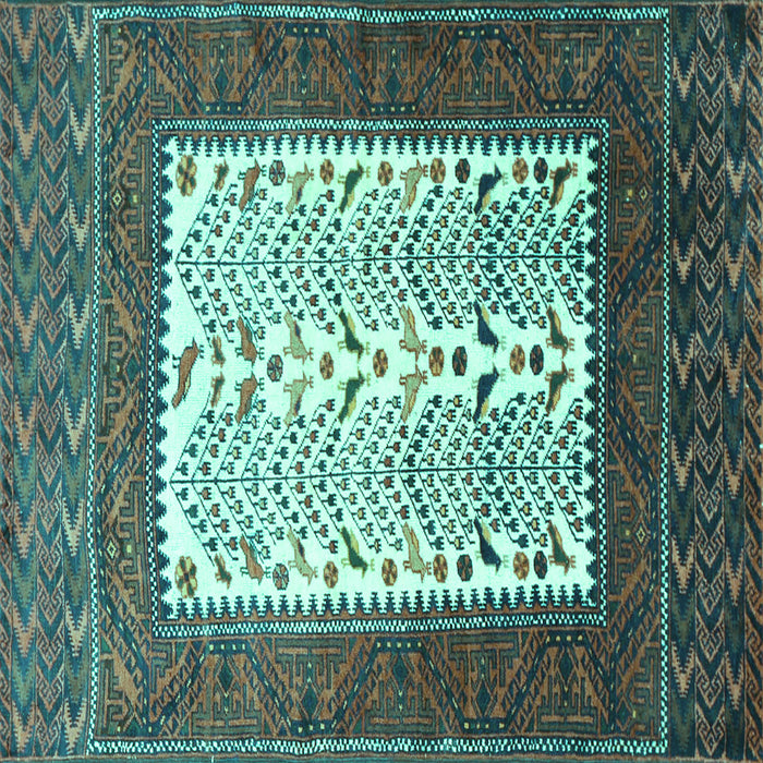 Square Persian Turquoise Traditional Rug, tr1761turq
