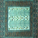 Square Persian Turquoise Traditional Rug, tr1761turq