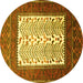 Round Persian Yellow Traditional Rug, tr1761yw