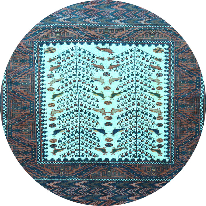 Round Persian Light Blue Traditional Rug, tr1761lblu