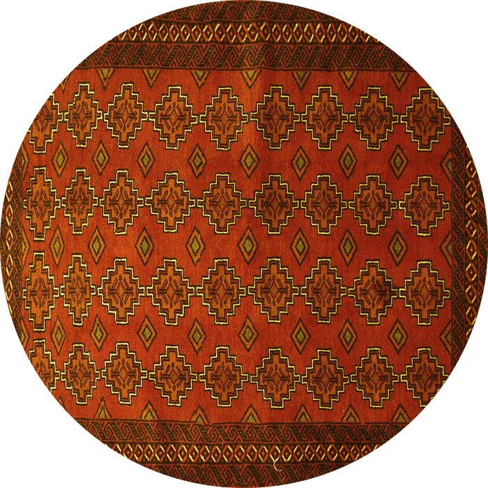 Round Machine Washable Southwestern Yellow Country Rug, wshtr1762yw