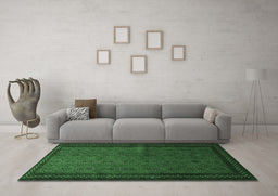Machine Washable Southwestern Emerald Green Country Area Rugs in a Living Room,, wshtr1762emgrn