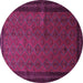 Round Machine Washable Southwestern Purple Country Area Rugs, wshtr1762pur