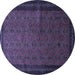 Round Machine Washable Southwestern Blue Country Rug, wshtr1762blu