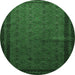 Round Southwestern Emerald Green Country Rug, tr1762emgrn