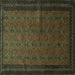 Square Southwestern Turquoise Country Rug, tr1762turq