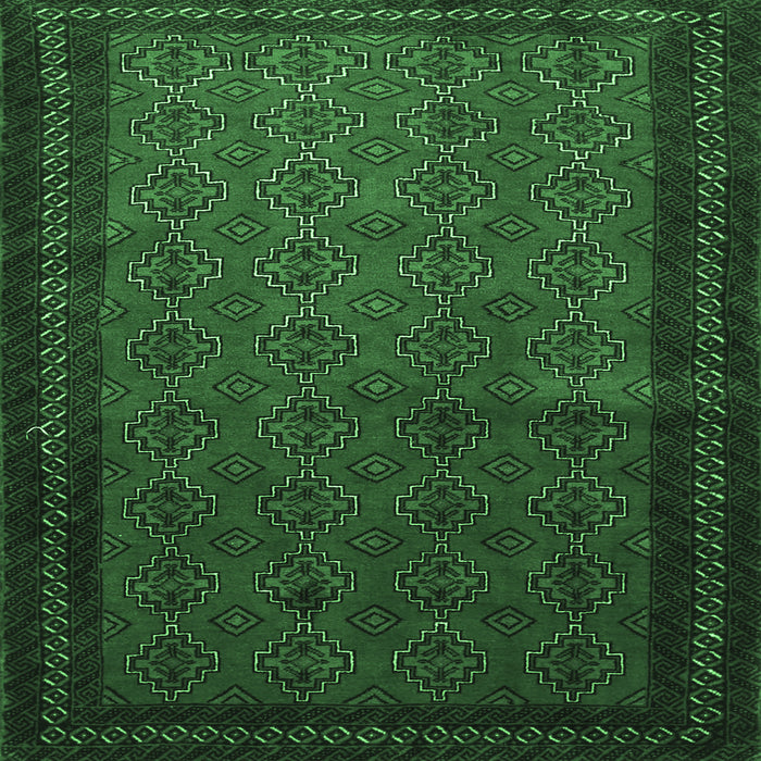 Square Machine Washable Southwestern Emerald Green Country Area Rugs, wshtr1762emgrn