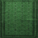 Square Machine Washable Southwestern Emerald Green Country Area Rugs, wshtr1762emgrn