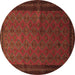 Round Southwestern Brown Country Rug, tr1762brn