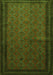 Serging Thickness of Machine Washable Southwestern Green Country Area Rugs, wshtr1762grn