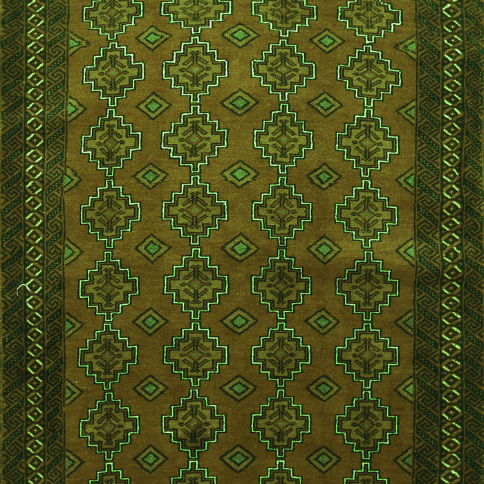Serging Thickness of Machine Washable Southwestern Green Country Area Rugs, wshtr1762grn