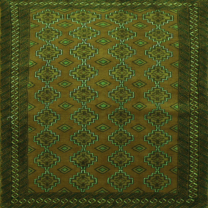 Round Machine Washable Southwestern Green Country Area Rugs, wshtr1762grn