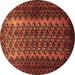 Round Machine Washable Southwestern Brown Country Rug, wshtr1763brn