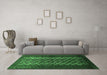 Machine Washable Southwestern Emerald Green Country Area Rugs in a Living Room,, wshtr1763emgrn