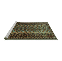Sideview of Machine Washable Southwestern Turquoise Country Area Rugs, wshtr1763turq
