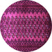 Round Machine Washable Southwestern Purple Country Area Rugs, wshtr1763pur