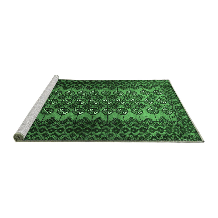 Sideview of Machine Washable Southwestern Emerald Green Country Area Rugs, wshtr1763emgrn