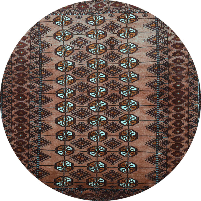 Round Machine Washable Southwestern Light Blue Country Rug, wshtr1763lblu