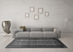 Machine Washable Southwestern Gray Country Rug in a Living Room,, wshtr1763gry