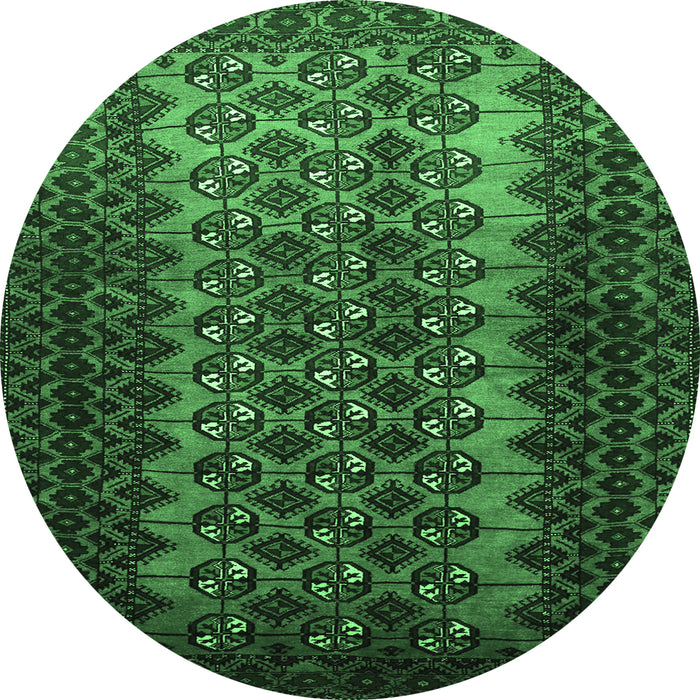 Round Southwestern Emerald Green Country Rug, tr1763emgrn