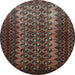 Round Southwestern Light Blue Country Rug, tr1763lblu