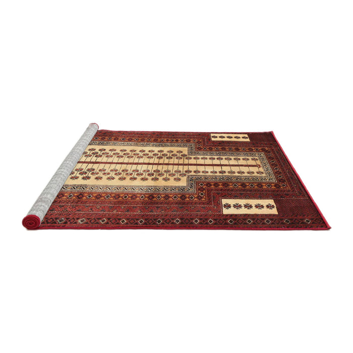 Sideview of Machine Washable Traditional Tomato Red Rug, wshtr1764