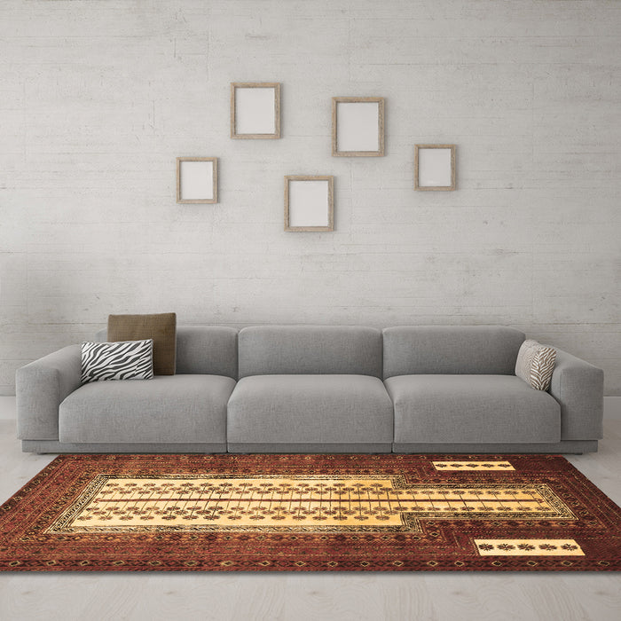 Machine Washable Persian Brown Traditional Rug in a Living Room,, wshtr1764brn