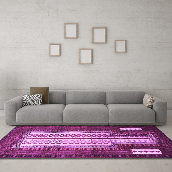Machine Washable Persian Purple Traditional Area Rugs in a Living Room, wshtr1764pur
