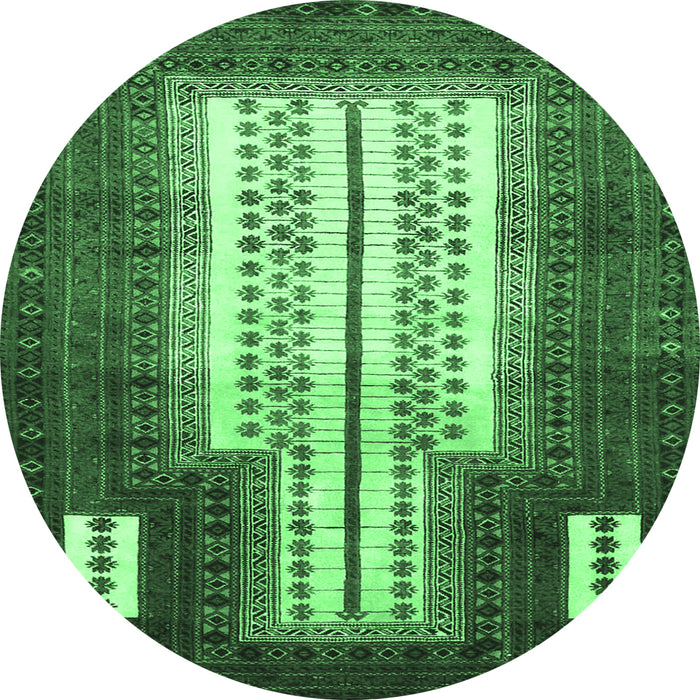 Round Machine Washable Persian Emerald Green Traditional Area Rugs, wshtr1764emgrn