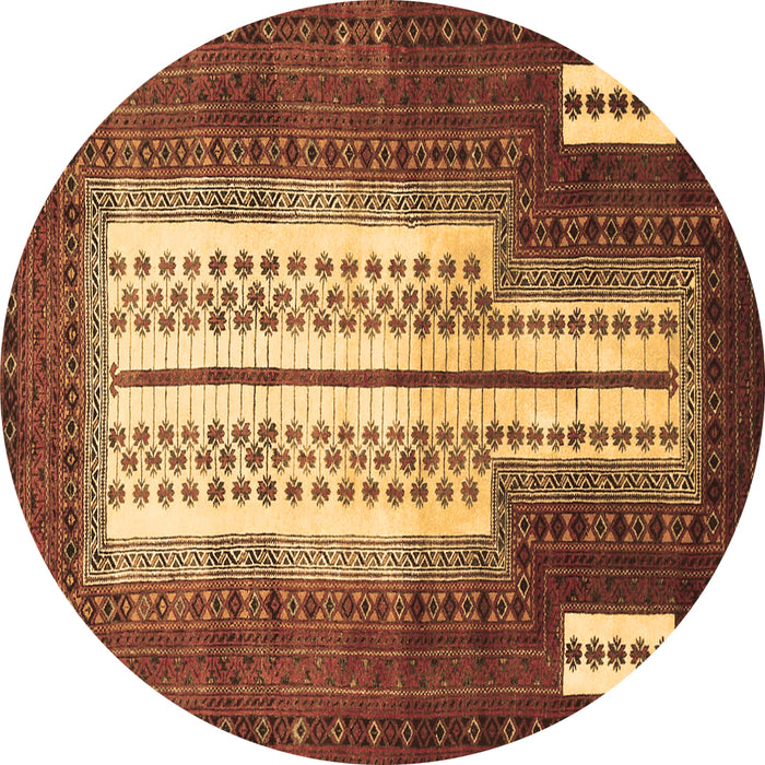Round Persian Brown Traditional Rug, tr1764brn