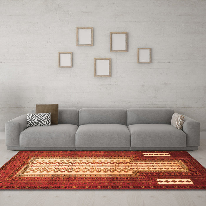 Machine Washable Persian Orange Traditional Area Rugs in a Living Room, wshtr1764org