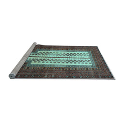 Sideview of Machine Washable Persian Light Blue Traditional Rug, wshtr1764lblu