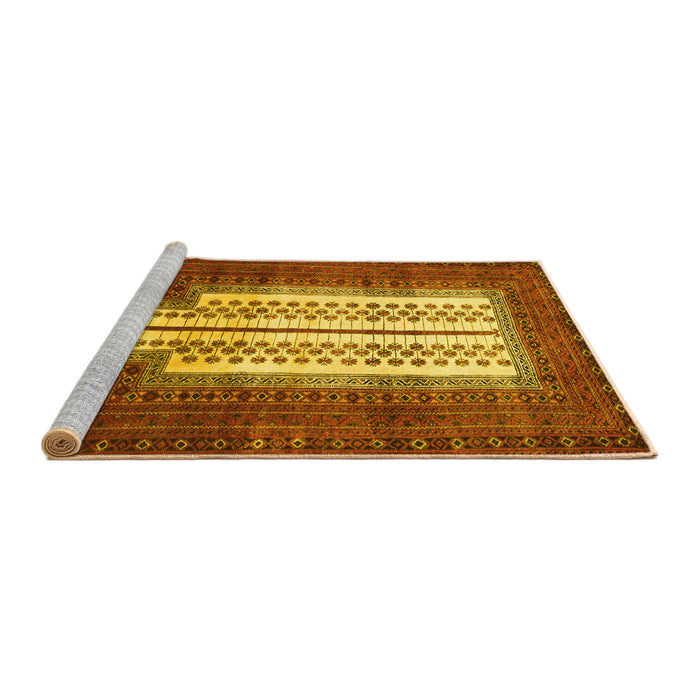 Sideview of Machine Washable Persian Yellow Traditional Rug, wshtr1764yw