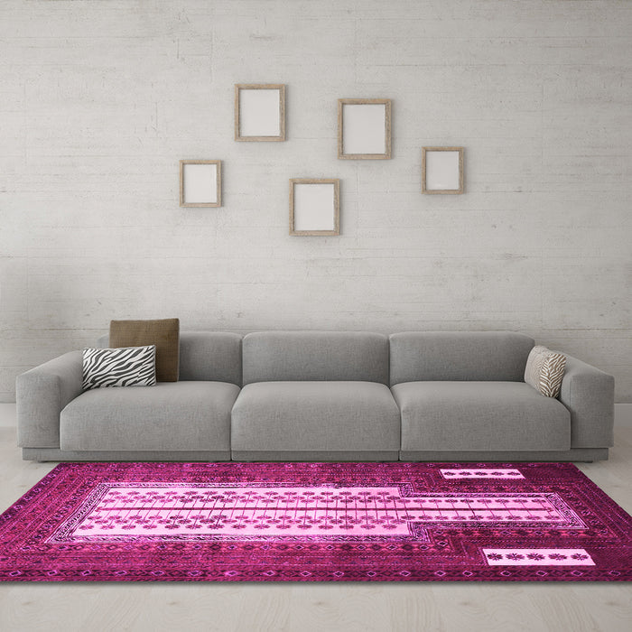 Machine Washable Persian Pink Traditional Rug in a Living Room, wshtr1764pnk