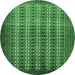 Round Persian Emerald Green Traditional Rug, tr1765emgrn