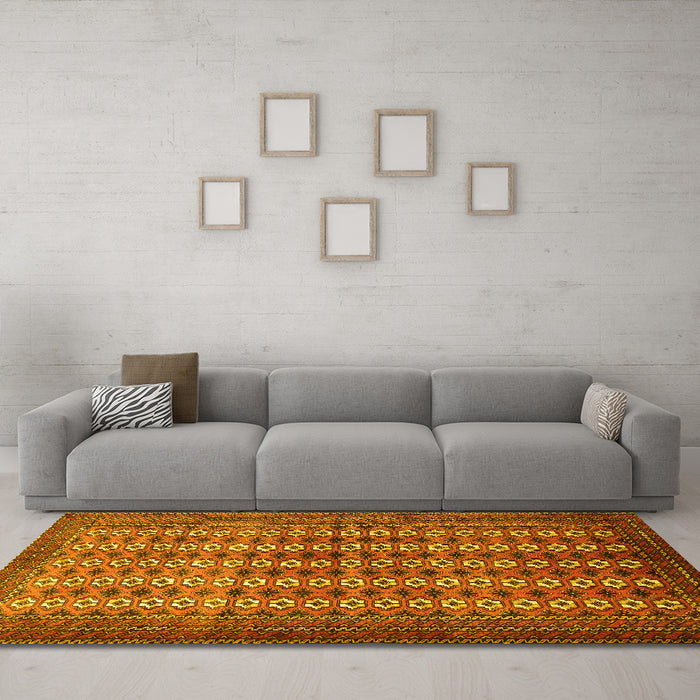 Machine Washable Persian Yellow Traditional Rug in a Living Room, wshtr1765yw
