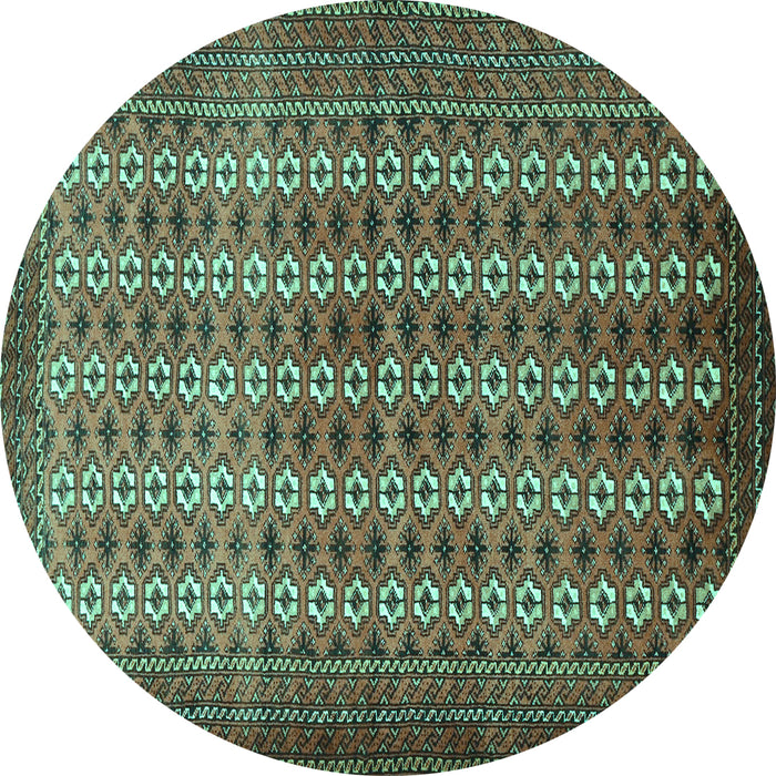 Round Persian Turquoise Traditional Rug, tr1765turq