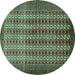 Round Persian Turquoise Traditional Rug, tr1765turq