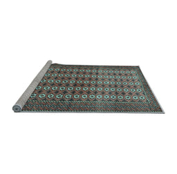 Sideview of Machine Washable Persian Light Blue Traditional Rug, wshtr1765lblu